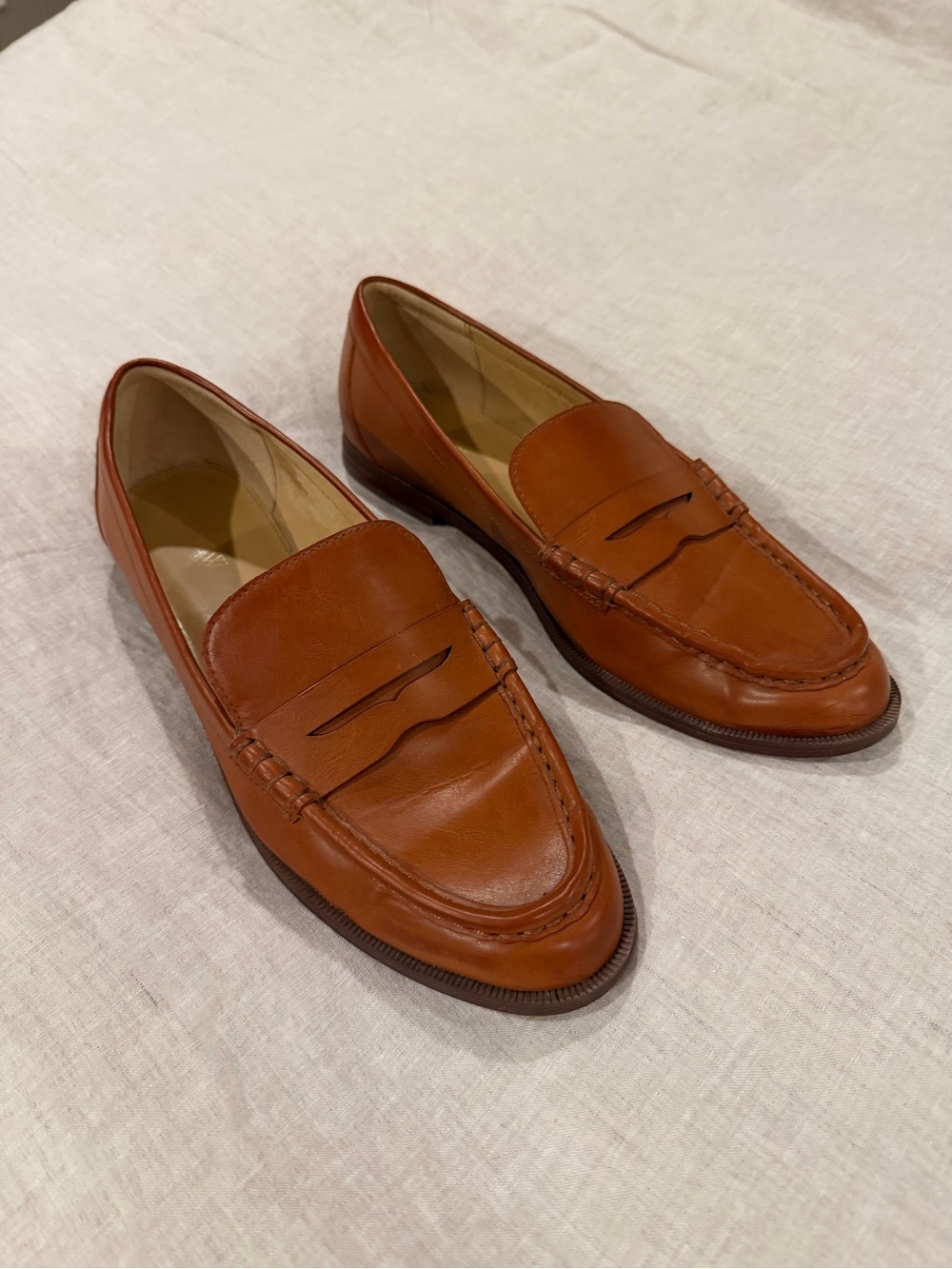 J.Crew Women’s Penny Loafers in Cognac Brown